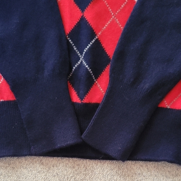 Vintage BERK 100% Pure Cashmere Men's Sweater - Red, White, and Navy Blue Size L - Picture 7 of 10